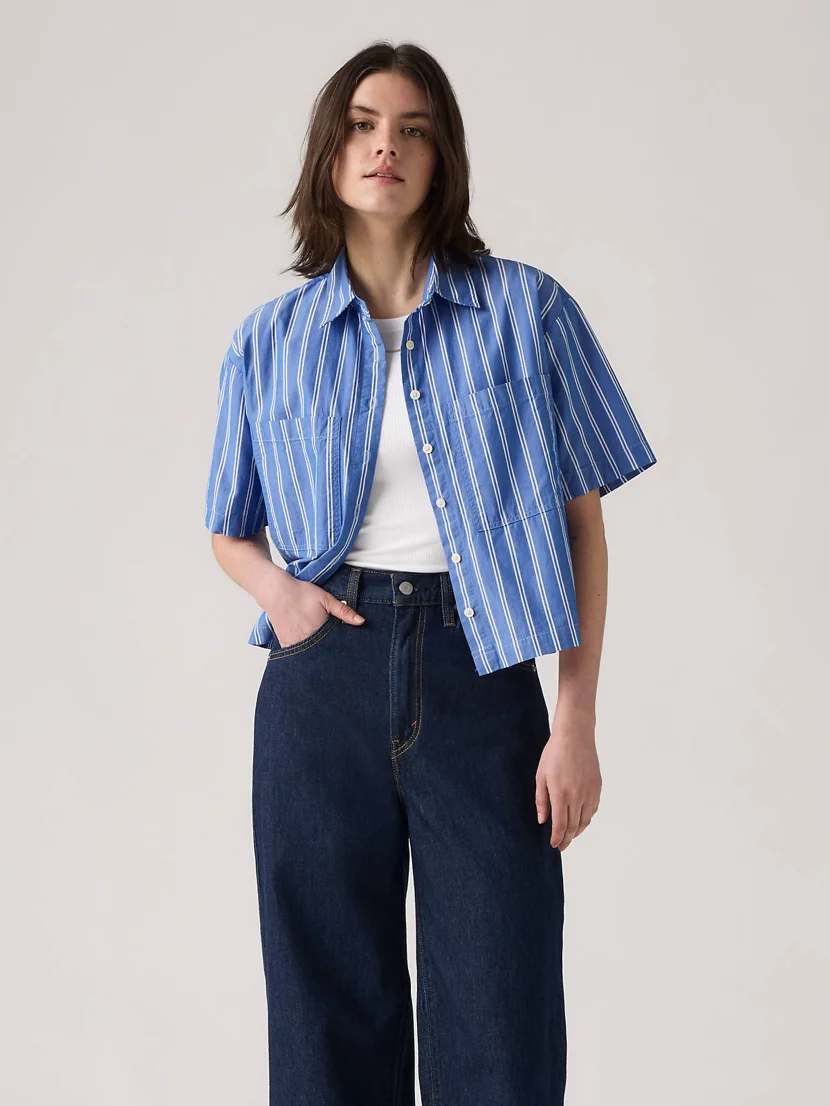 LEVI'S Áo Sơ Mi Nữ Tay Ngắn - Relaxed Harlie Cropped