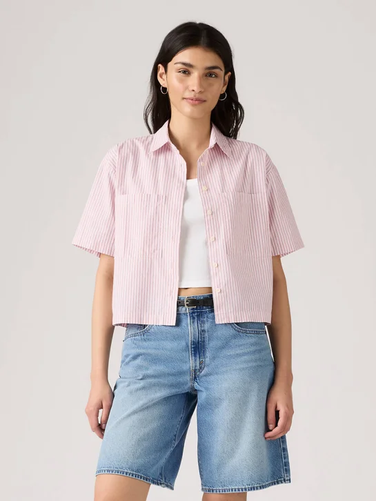 LEVI'S Áo Sơ Mi Nữ Tay Ngắn - Relaxed Harlie Cropped