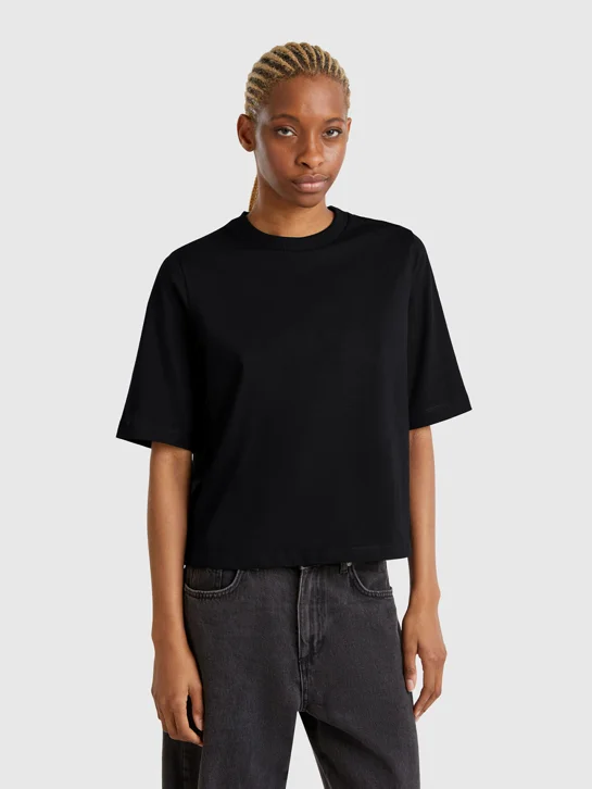 UNITED COLORS OF BENETTON Áo Thun Ngắn Tay Nữ 100% Cotton Boxy Fit T-Shirt