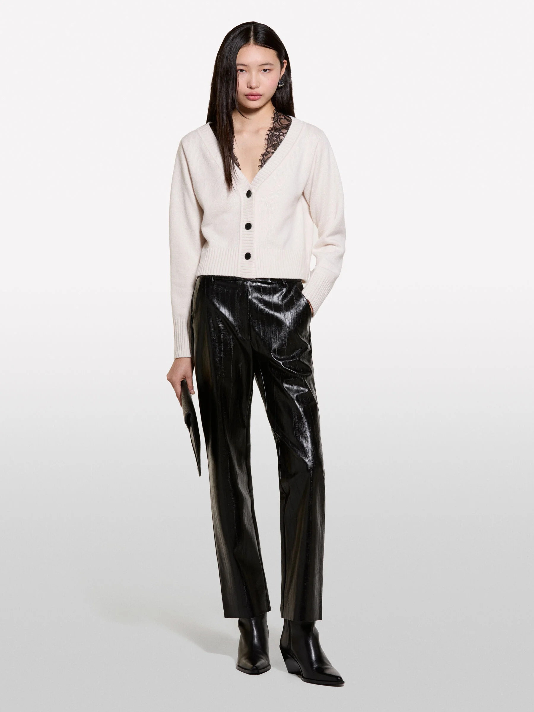 SISLEY Áo Khoác Len Dài Tay Nữ Women Cardigan