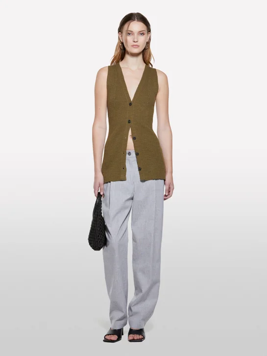 SISLEY Áo Khoác Len Không Tay Nữ Women Cardigan
