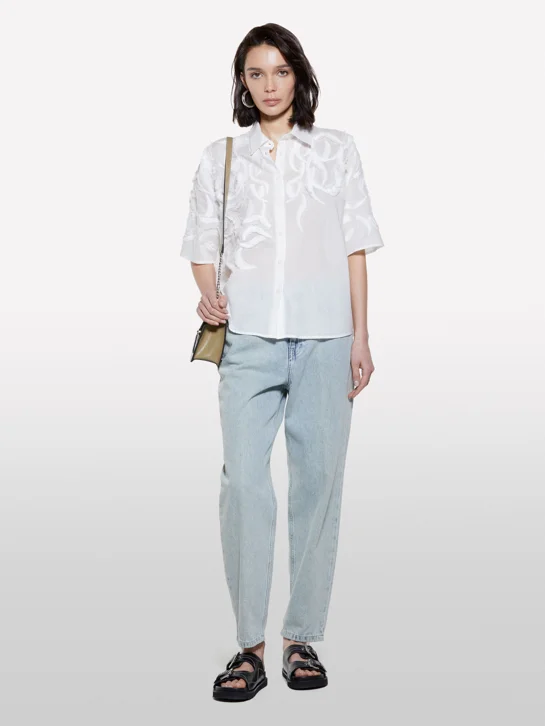 SISLEY Áo Sơ Mi Ngắn Tay Nữ Women Shirt