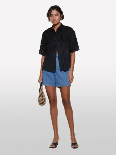 SISLEY Áo Sơ Mi Ngắn Tay Nữ Women Shirt