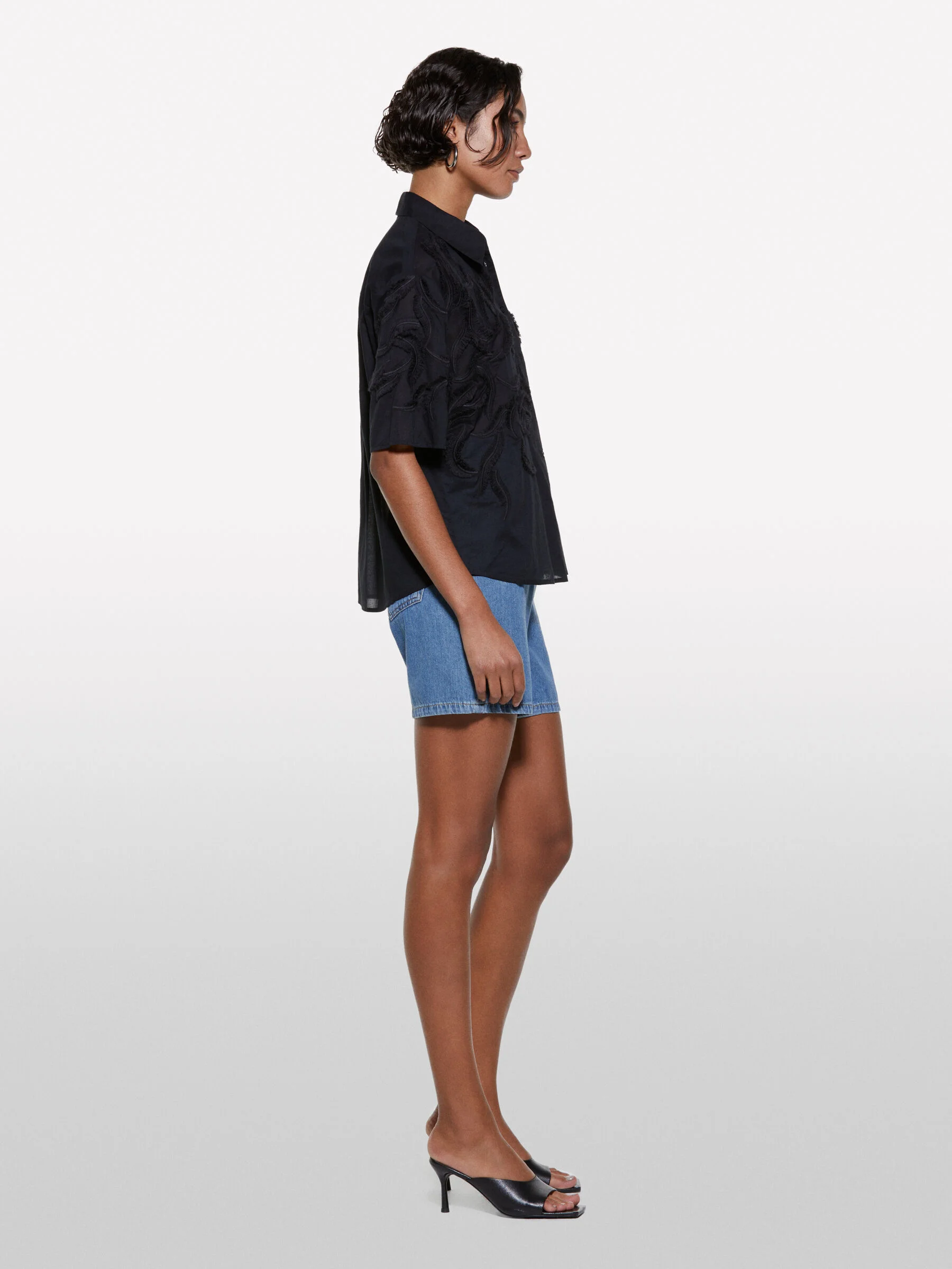 SISLEY Áo Sơ Mi Ngắn Tay Nữ Women Shirt