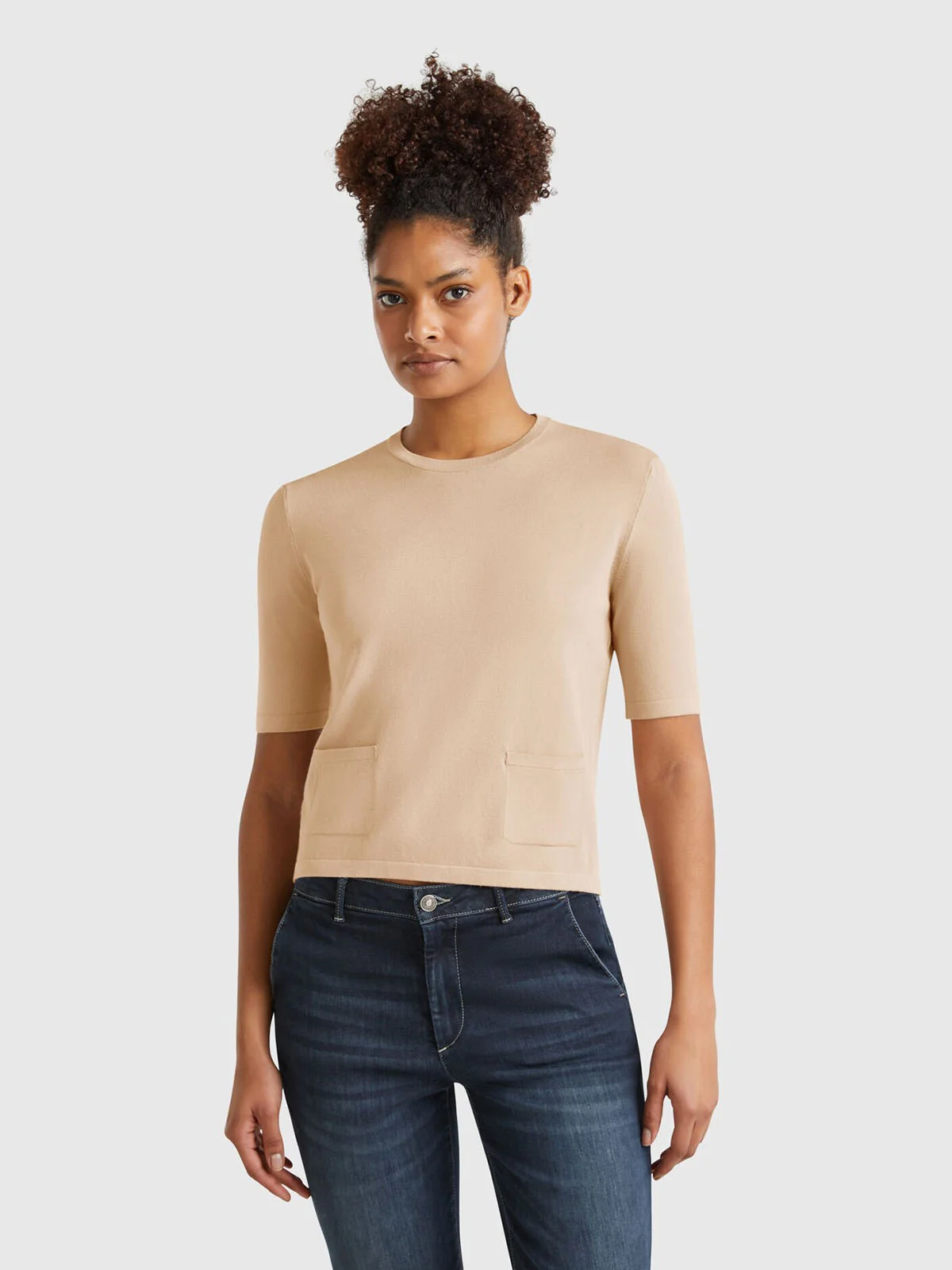UNITED COLORS OF BENETTON Áo Len Ngắn Tay Nữ Women Sweater