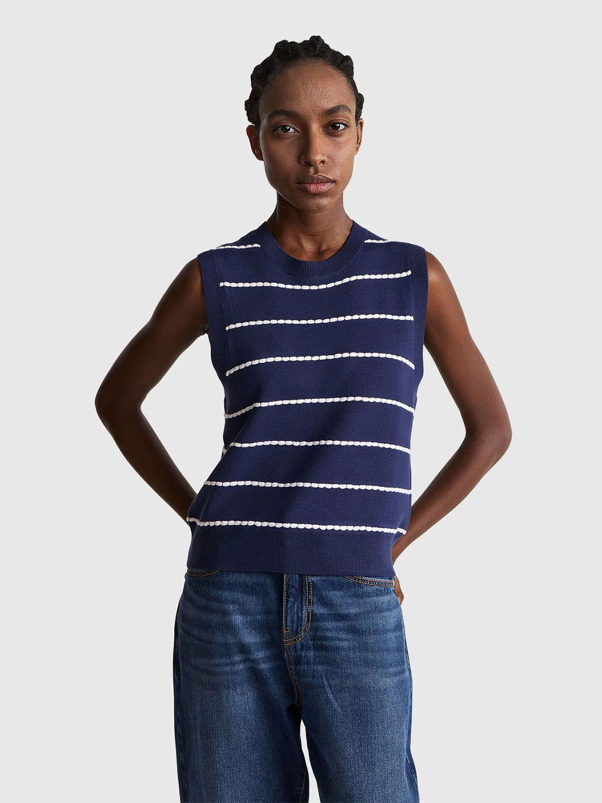 UNITED COLORS OF BENETTON Áo Len Không Tay Nữ Women Sweater