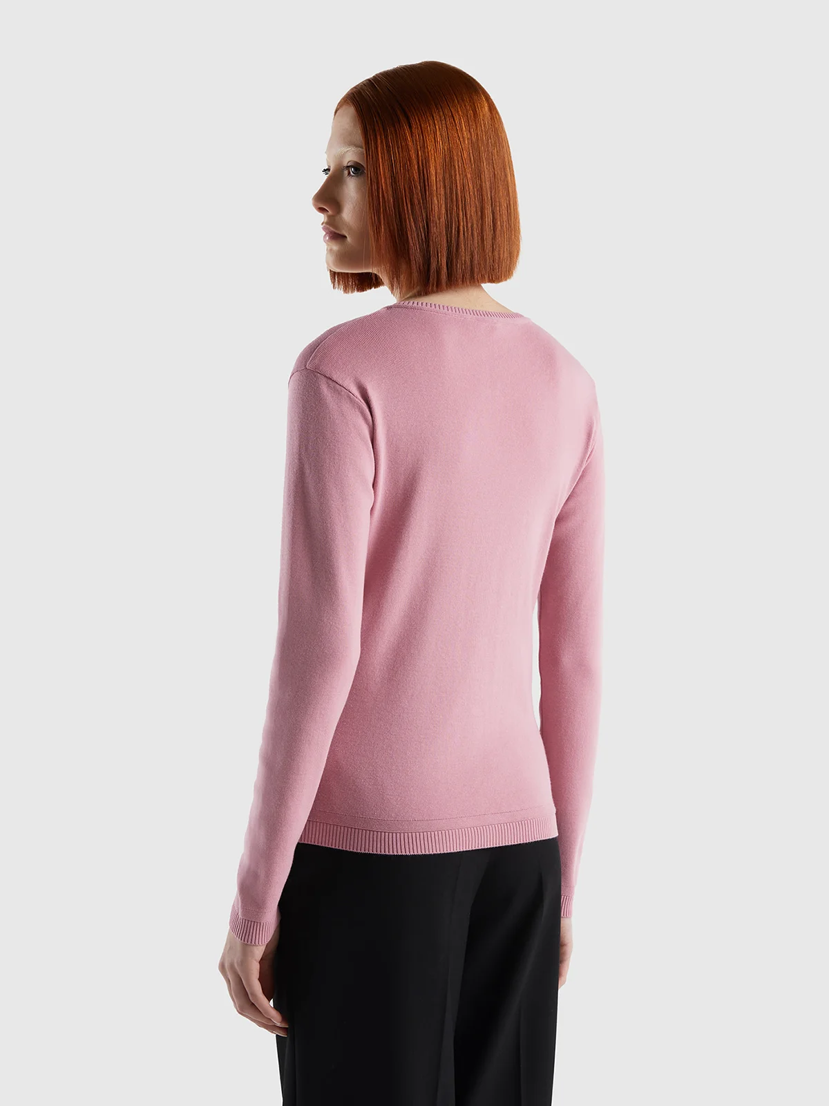 UNITED COLORS OF BENETTON Áo Len Nữ Tay Dài Crew Neck Cardigan In Pure Cotton