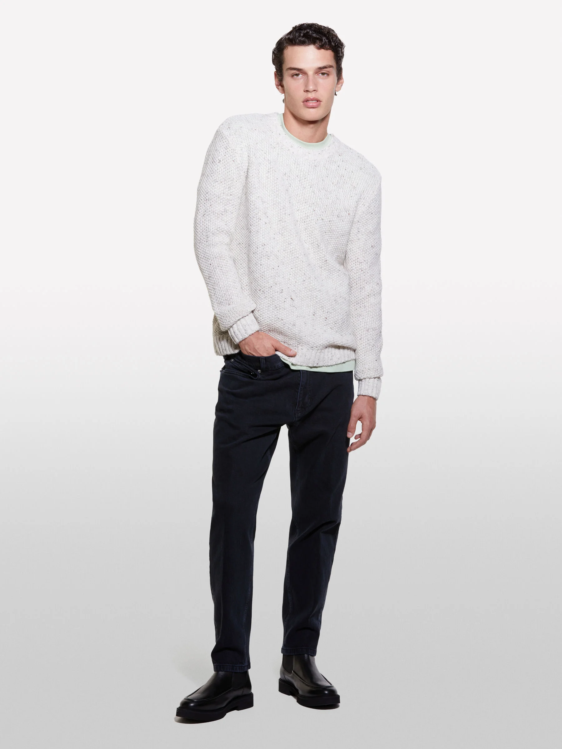 SISLEY Áo Len Dài Tay Nam Men Sweater
