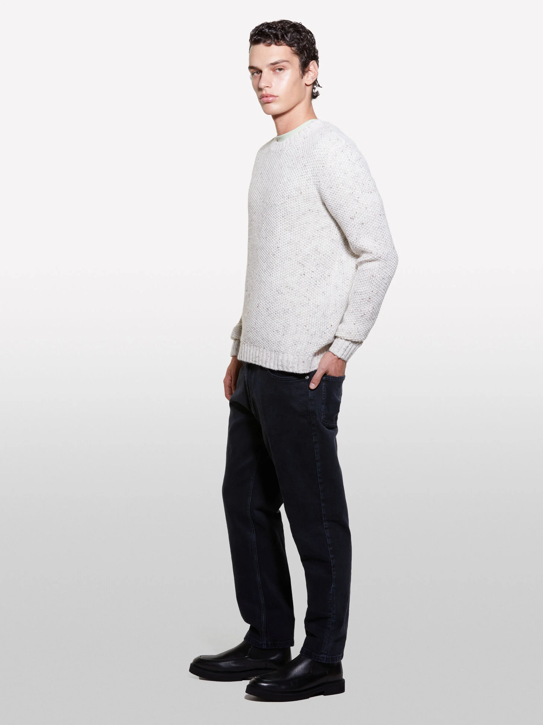 SISLEY Áo Len Dài Tay Nam Men Sweater