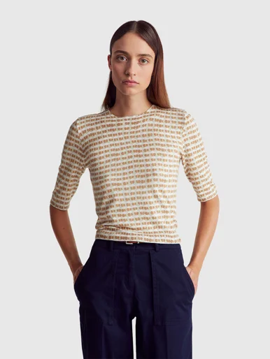 UNITED COLORS OF BENETTON Áo Len Ngắn Tay Nữ Women Sweater
