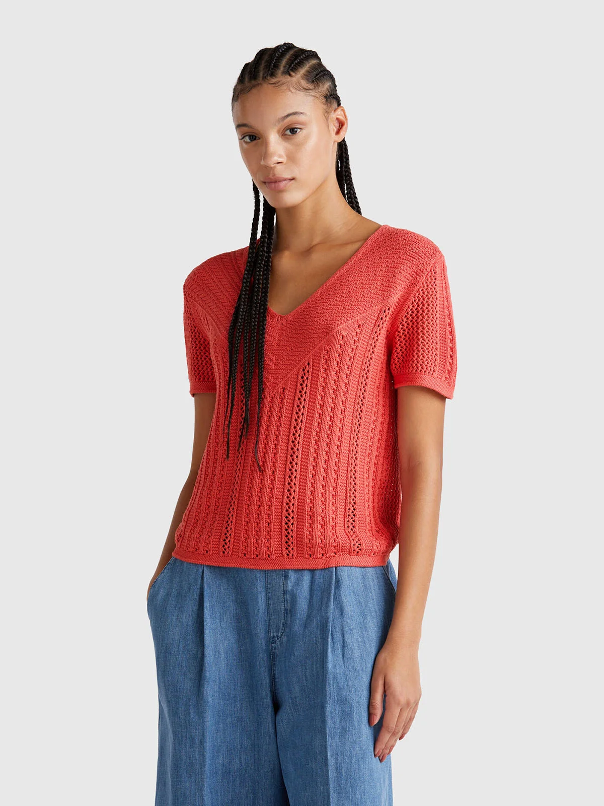 UNITED COLORS OF BENETTON Áo Len Ngắn Tay Nữ