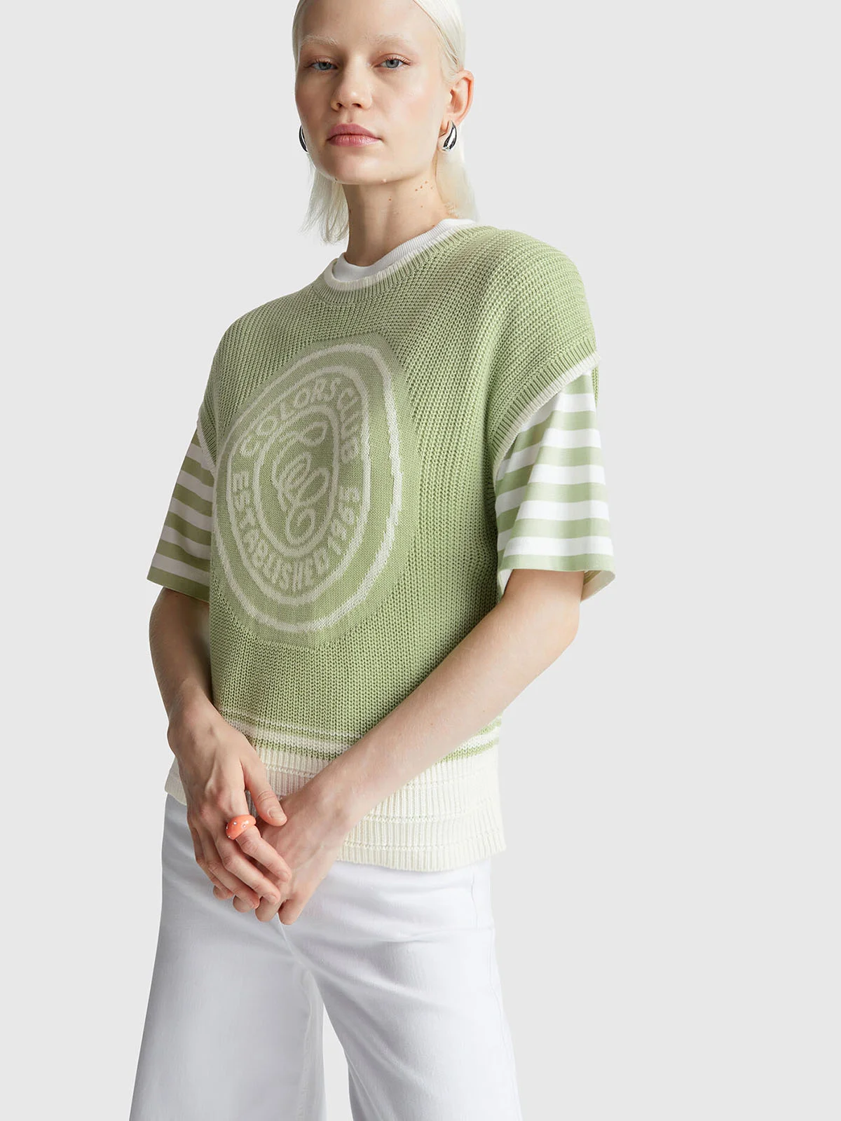 UNITED COLORS OF BENETTON Áo Len Ngắn Tay Nữ Women Sweater