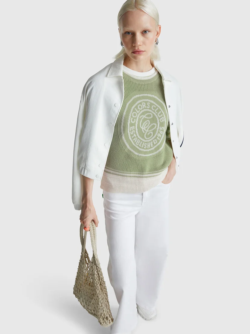 UNITED COLORS OF BENETTON Áo Len Ngắn Tay Nữ Women Sweater