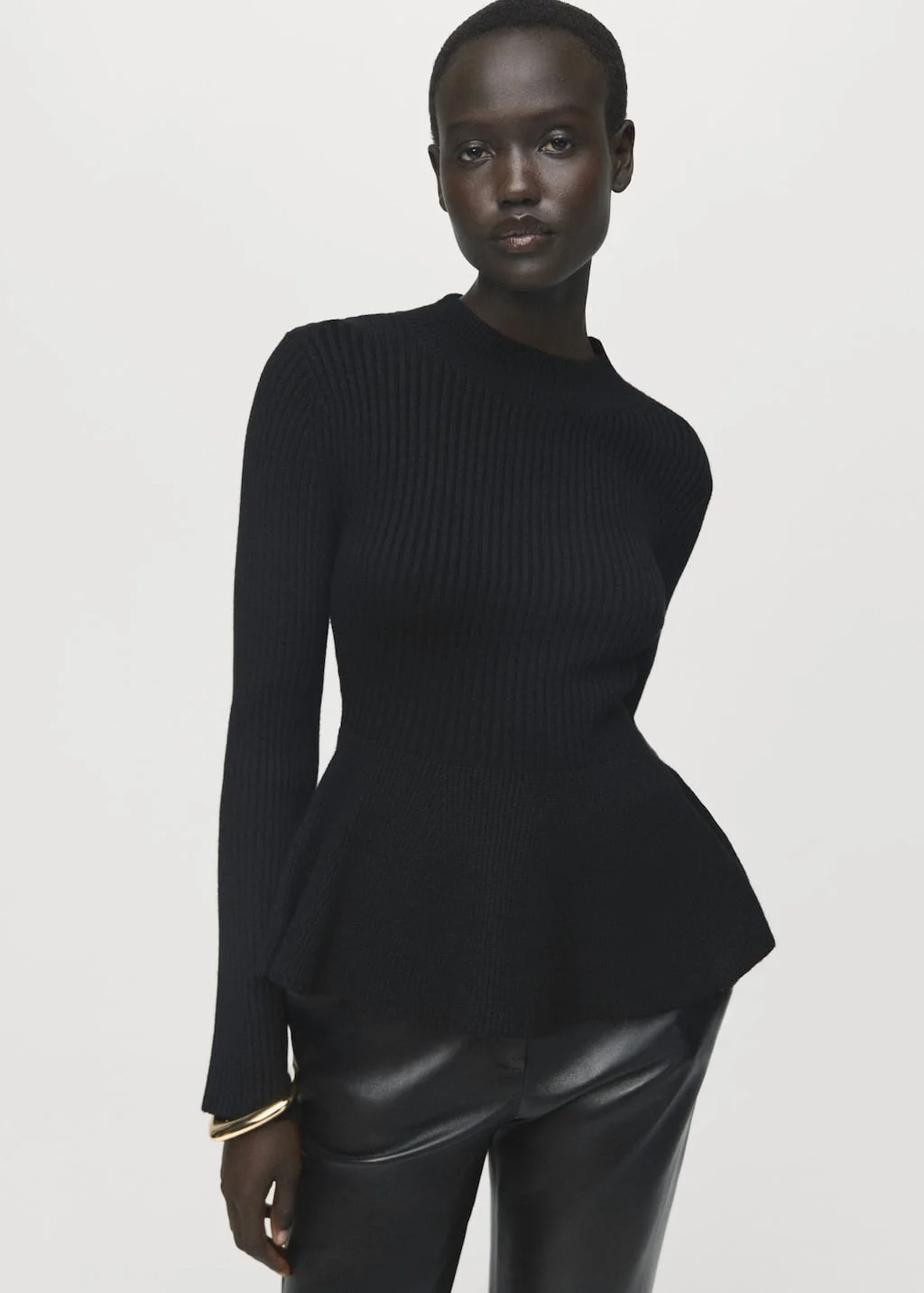MANGO Áo Len Nữ Peplum