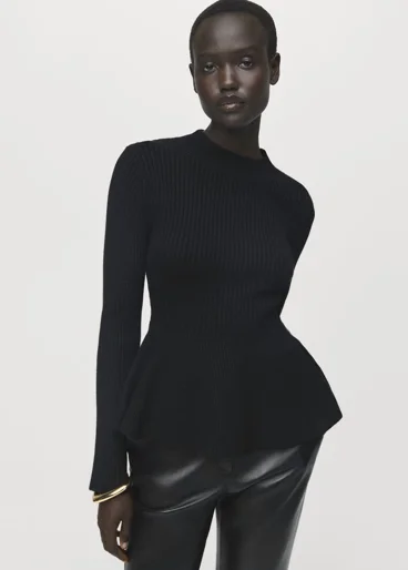 MANGO Áo Len Nữ Peplum