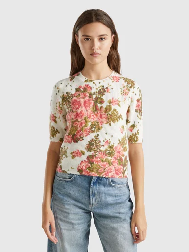 UNITED COLORS OF BENETTON Áo Len Ngắn Tay Nữ Women Sweater