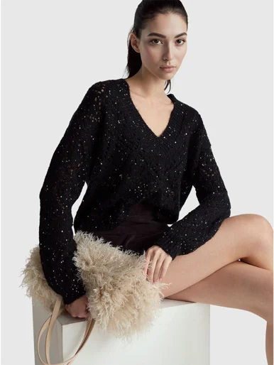 UNITED COLORS OF BENETTON Áo Len Dài Tay Nữ Women Sweater