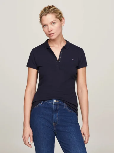 TOMMY HILFIGER Áo Polo Nữ Tay Ngắn Heritage Short Sleeve Slim Polo