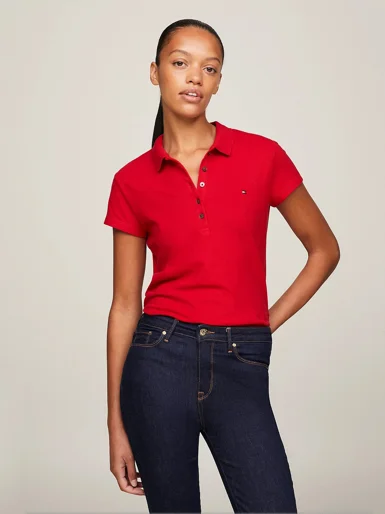TOMMY HILFIGER Áo Polo Nữ Tay Ngắn Heritage Short Sleeve Slim Polo