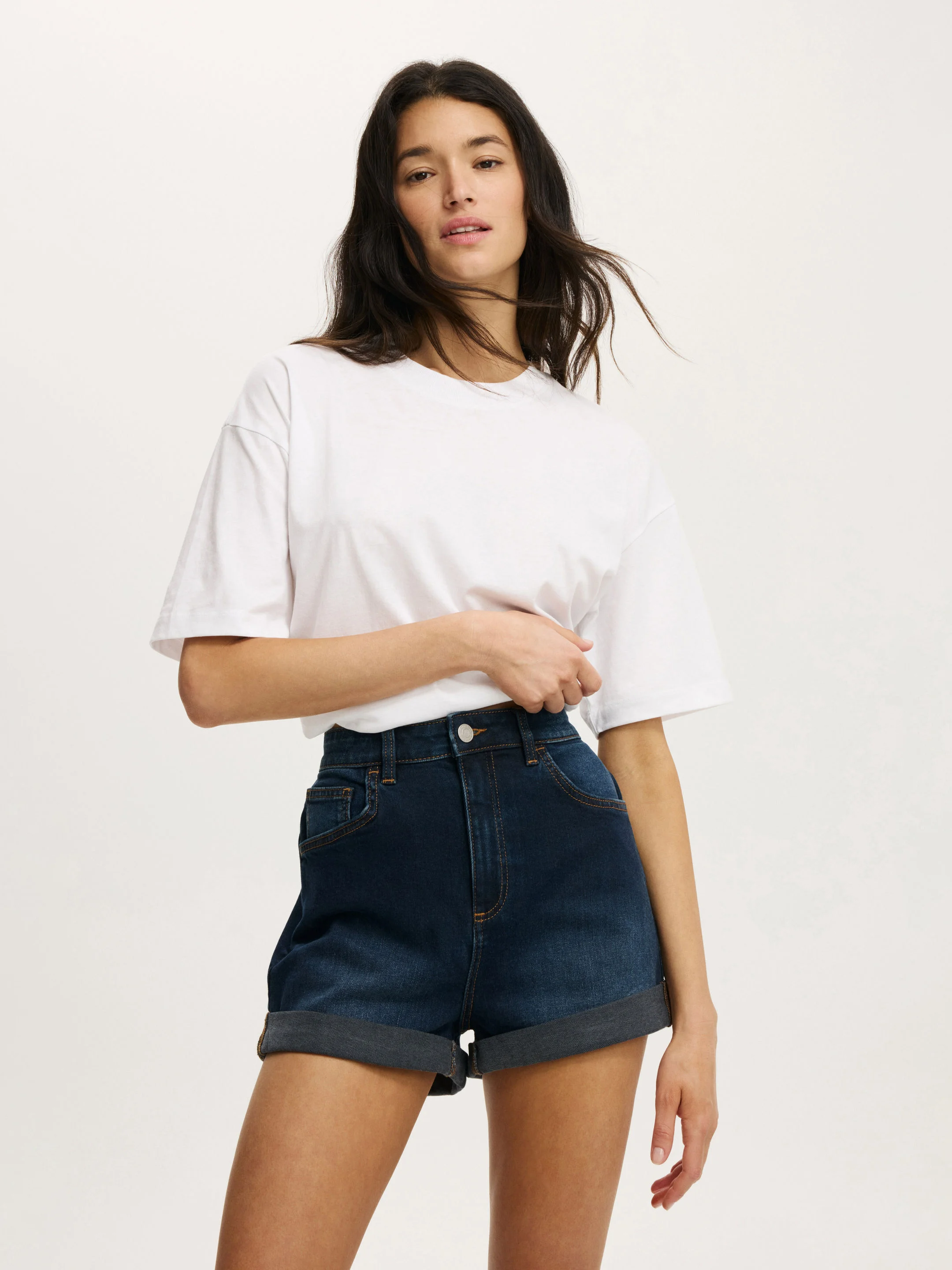 COTTON ON Quần Jeans Ngắn Nữ-High Rise Classic Stretch Deni