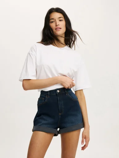 COTTON ON Quần Jeans Ngắn Nữ-High Rise Classic Stretch Deni