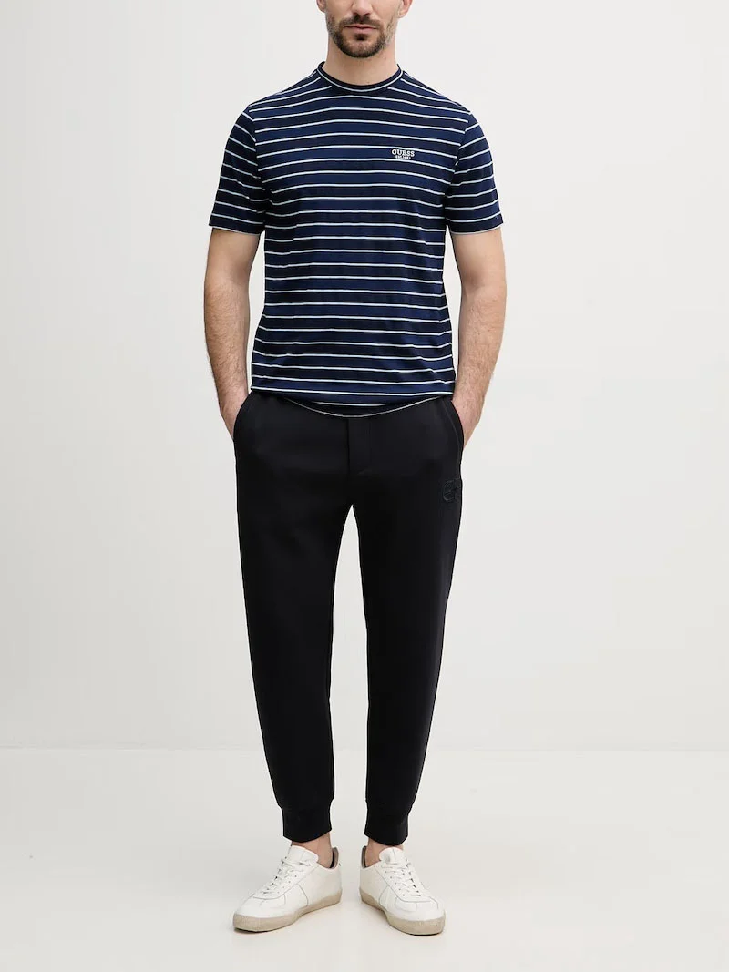 GUESS MAN Áo Thun Nam - Cn Ss Indigo Stripes Embro Tee