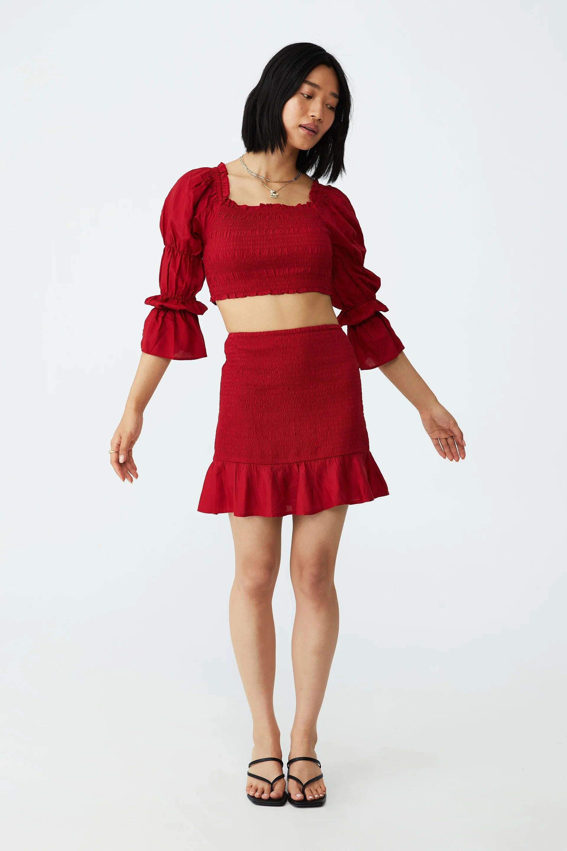 COTTON ON Váy Mini Nữ-Petite Shirred Ruffle Mini Skirt