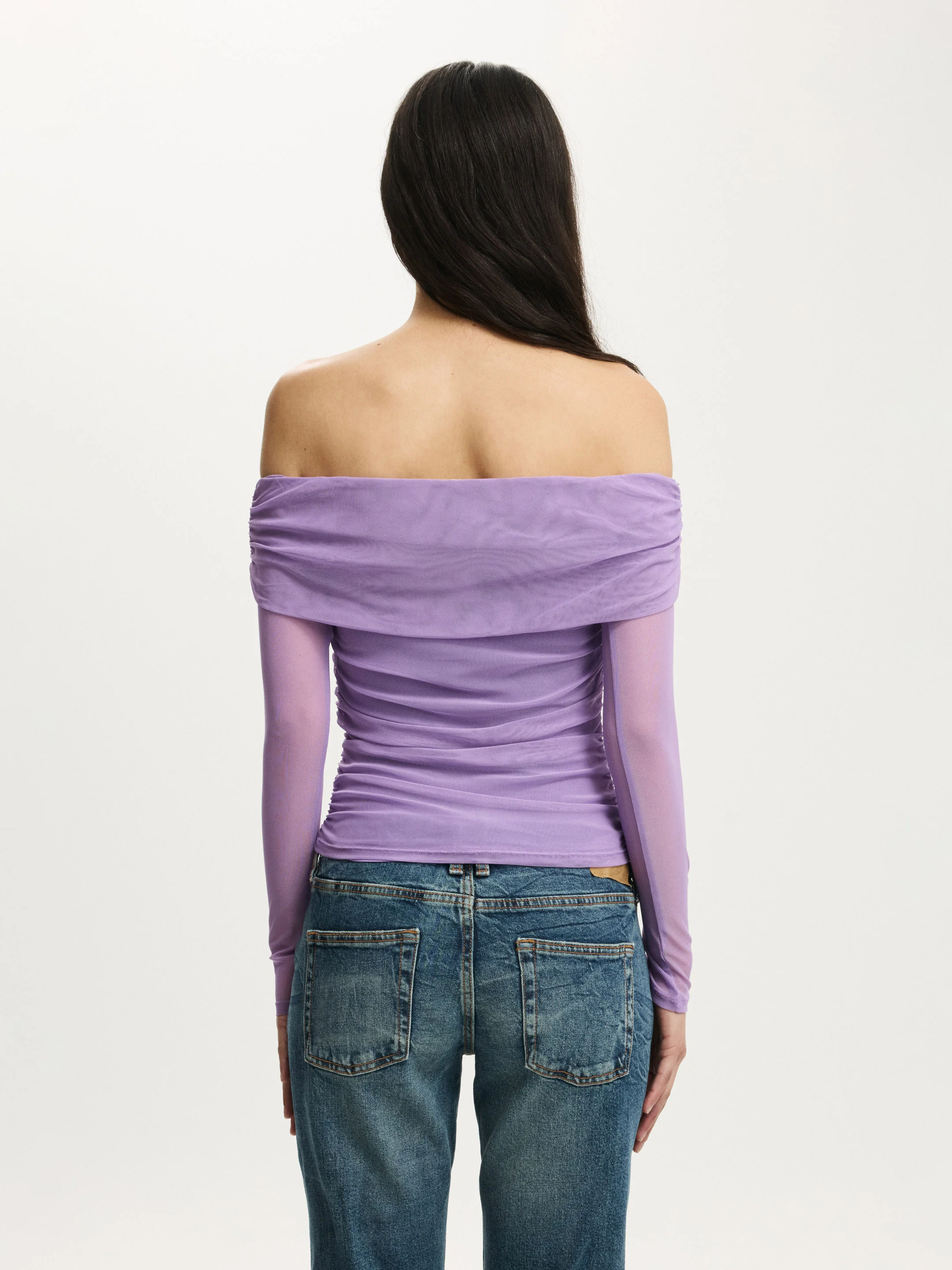 COTTON ON Áo Trễ Vai Tay Dài Nữ-Ashley Off Shoulder Mesh Long