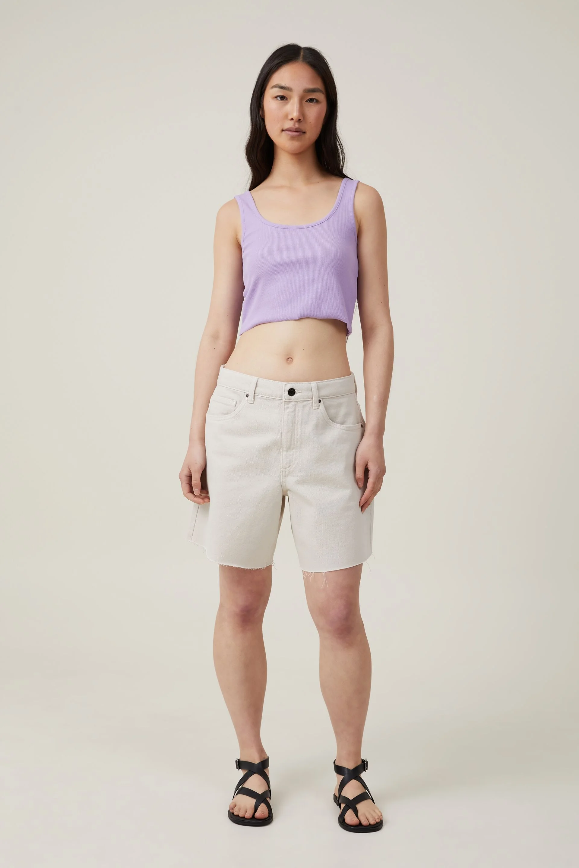 COTTON ON Áo Thun Cộc Tay Nữ-The One Organic Rib Crop Tank
