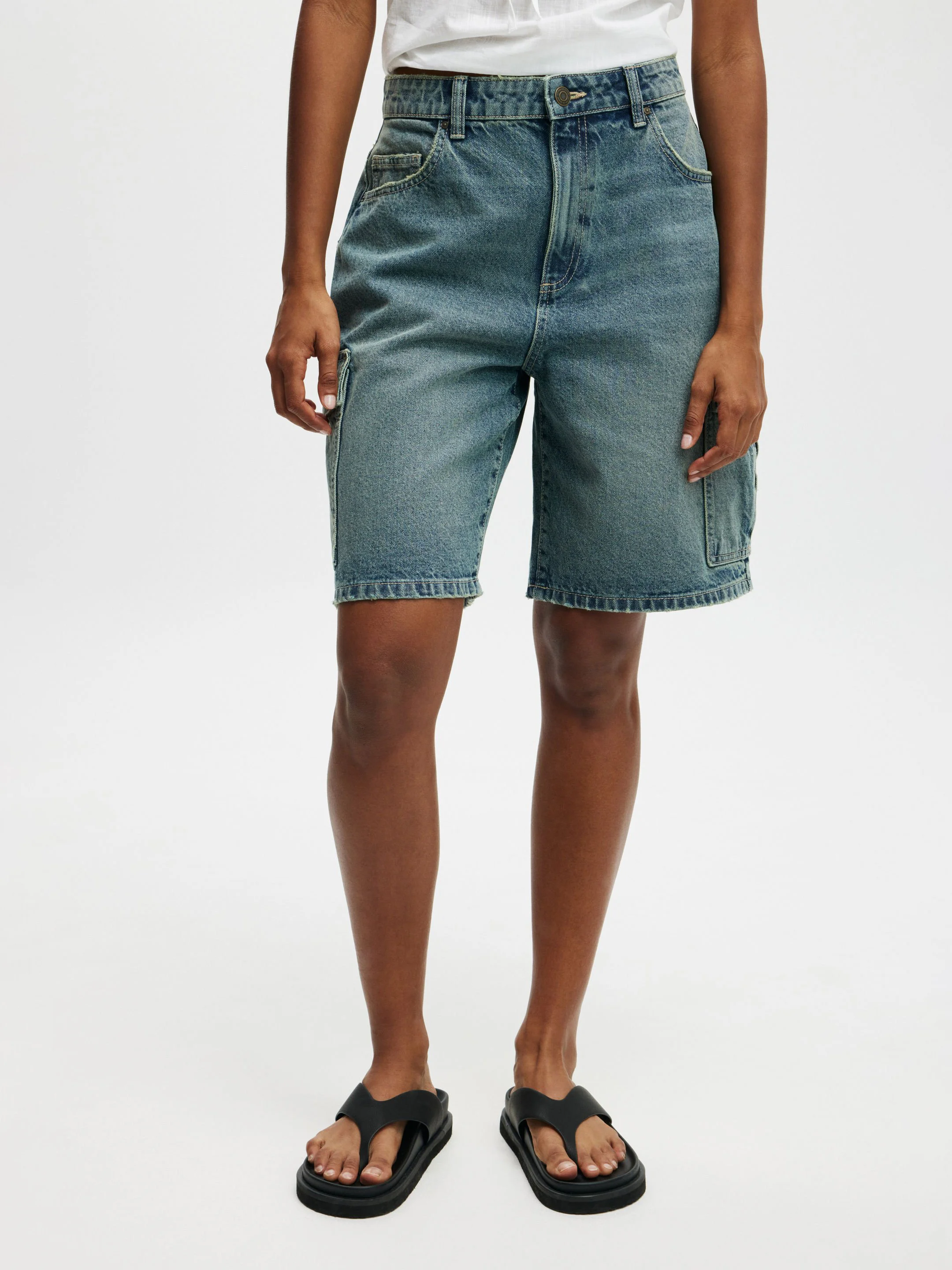 COTTON ON Quần Jeans Ngắn Nữ-Super Baggy Cargo Denim Jort
