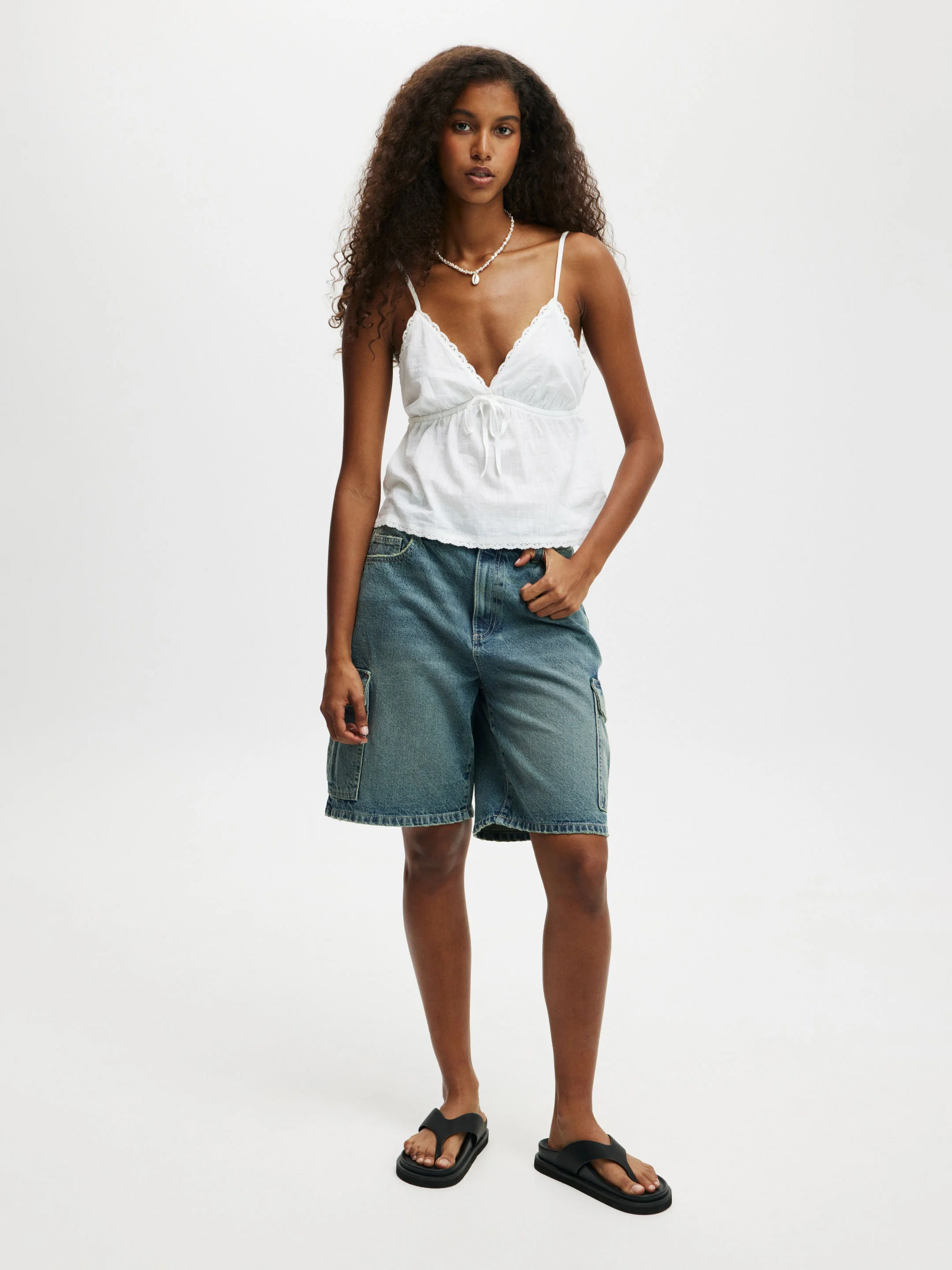 COTTON ON Quần Jeans Ngắn Nữ-Super Baggy Cargo Denim Jort