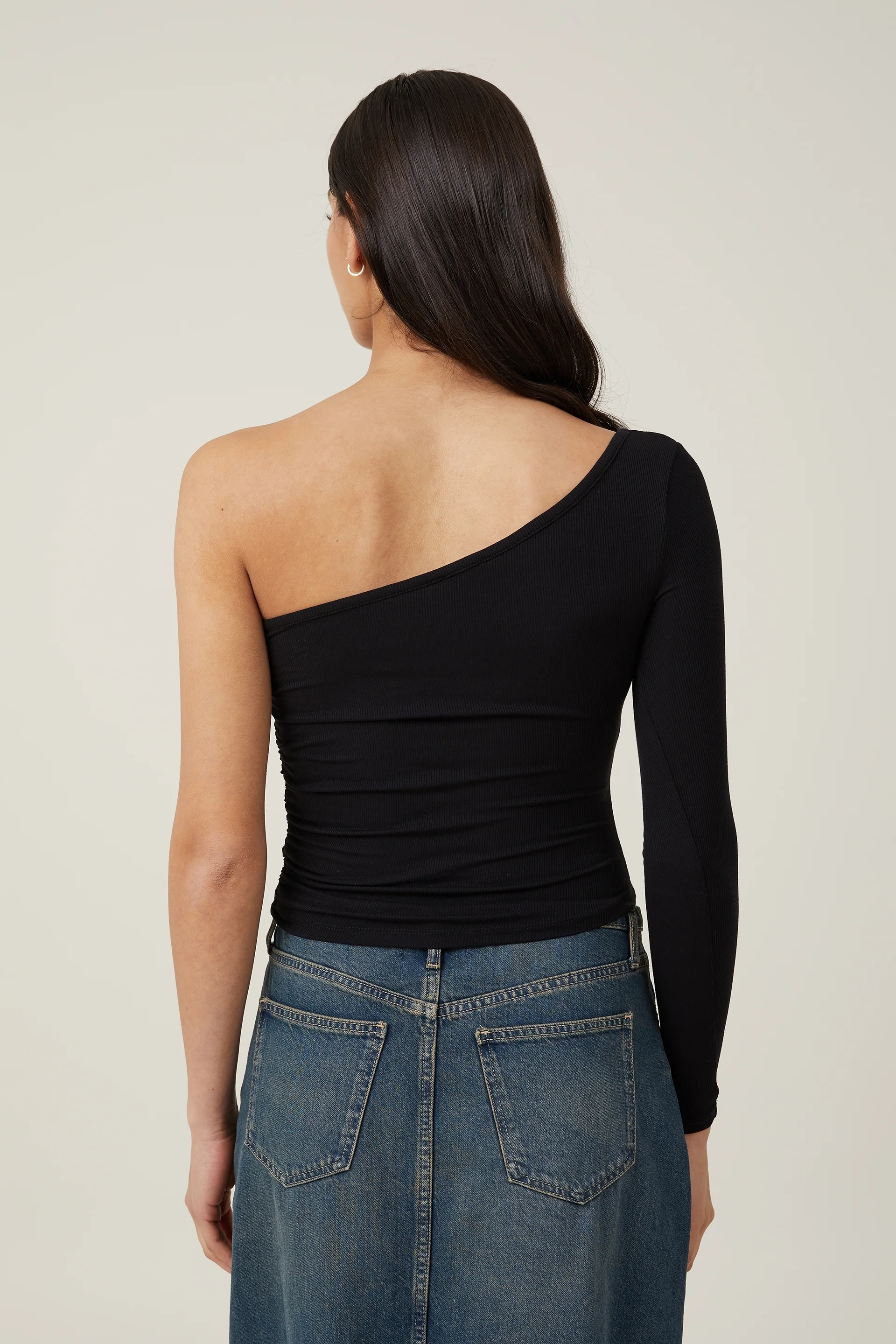 COTTON ON Áo Thun Kiểu Dài Tay Nữ-Poppy One Shoulder Ruched Long Sleeve Top