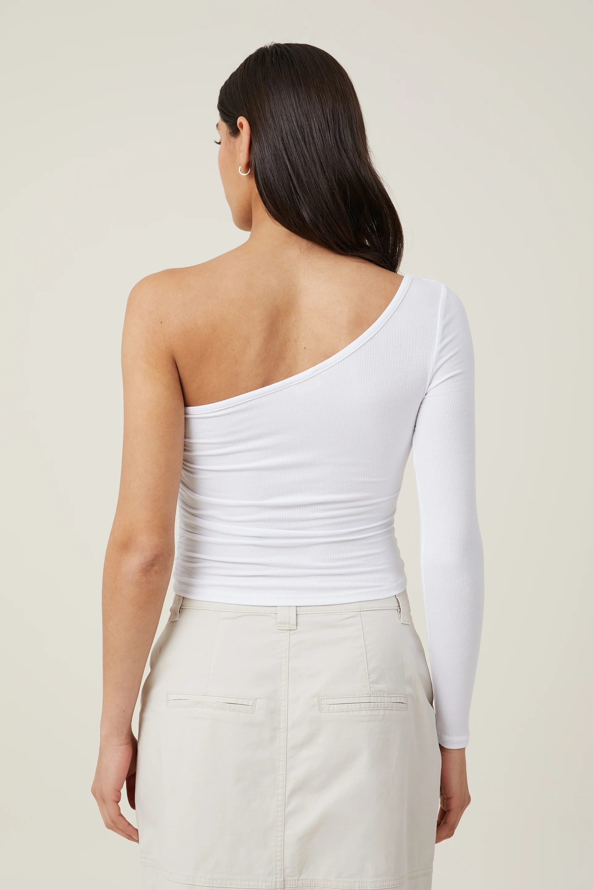 COTTON ON Áo Thun Kiểu Dài Tay Nữ-Poppy One Shoulder Ruched Long Sleeve Top
