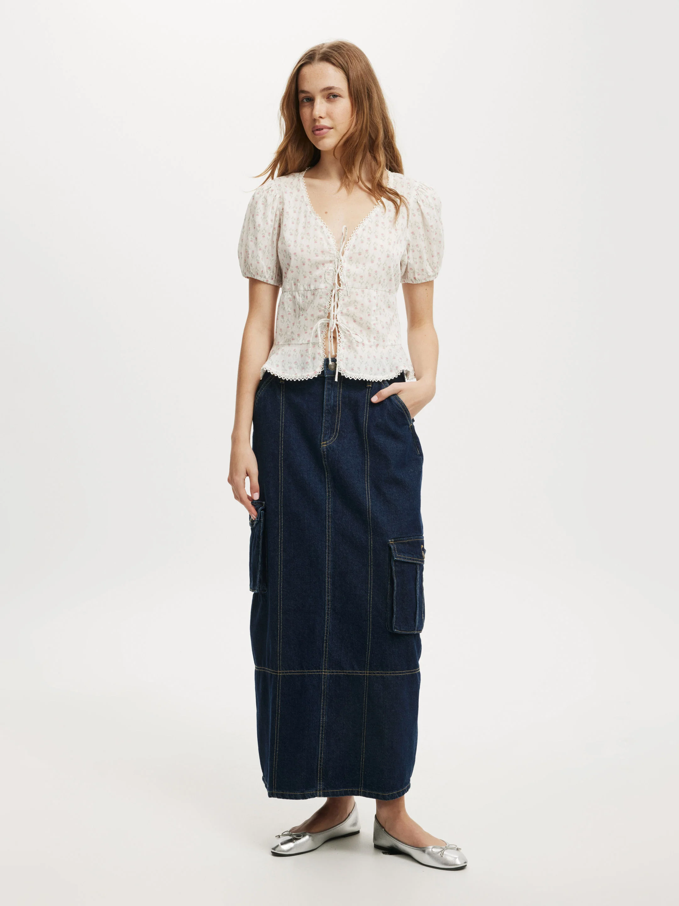 COTTON ON Váy Maxi Nữ-Cargo Denim Maxi Skirt