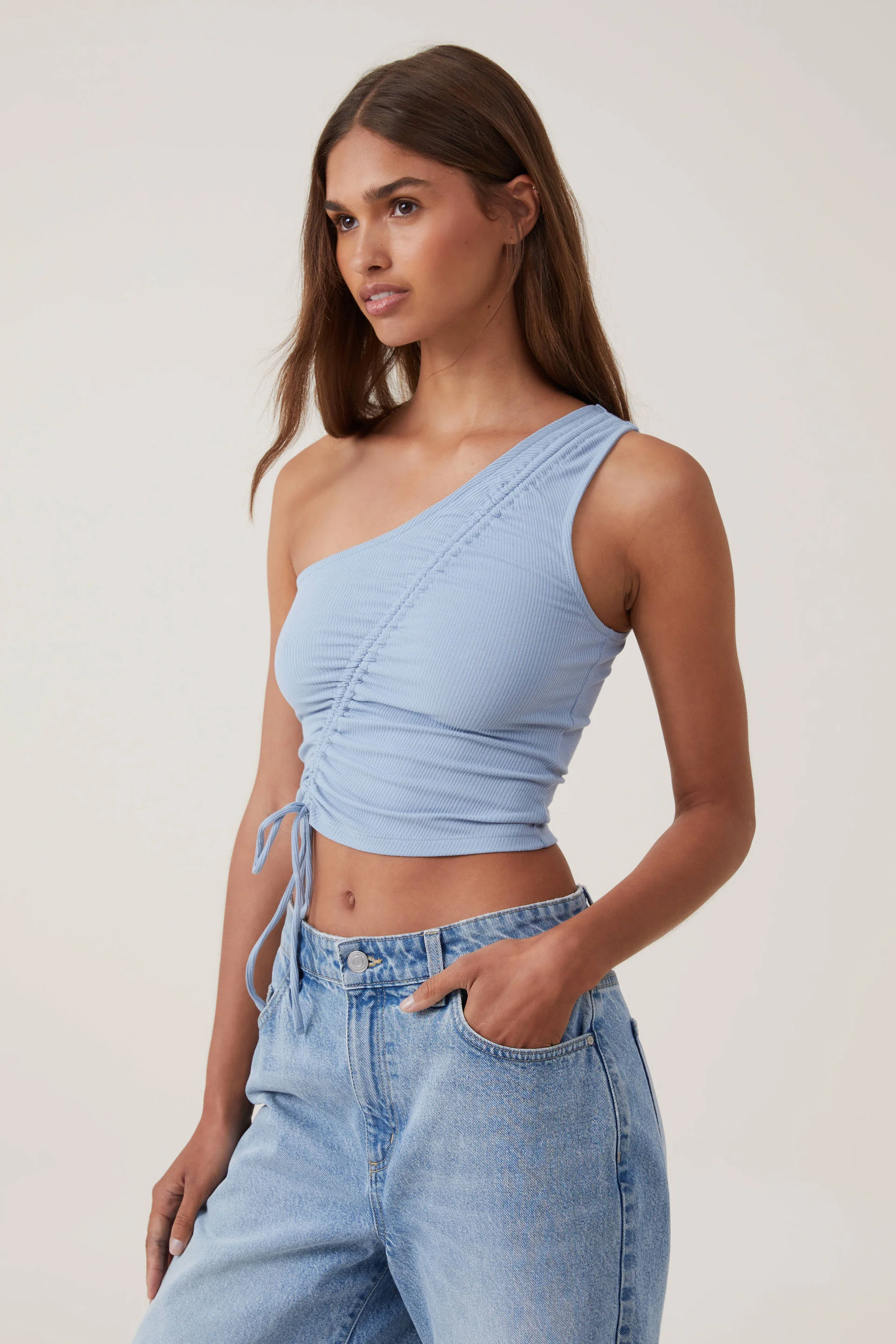 COTTON ON Áo Thun Cộc Tay Nữ-Marli One Shoulder Rouched Top