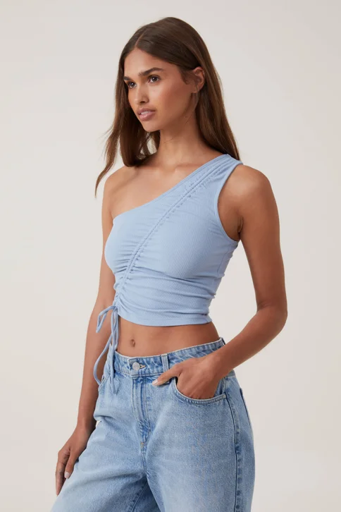 COTTON ON Áo Thun Cộc Tay Nữ-Marli One Shoulder Rouched Top