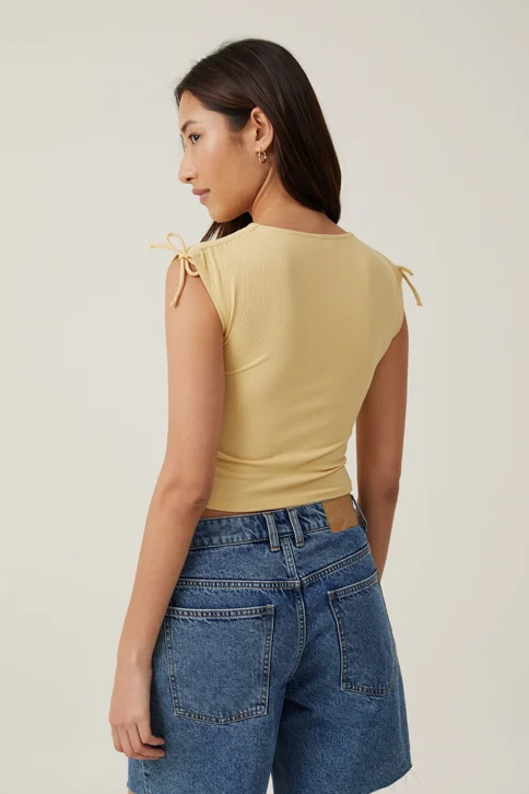 COTTON ON Áo Thun Cộc Tay Nữ-Marli Rouched Shoulder Tank