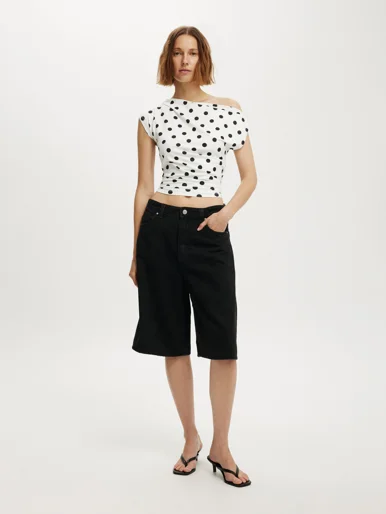 COTTON ON Quần Jeans Ngắn Nữ-Lyocell Wide Denim Jort