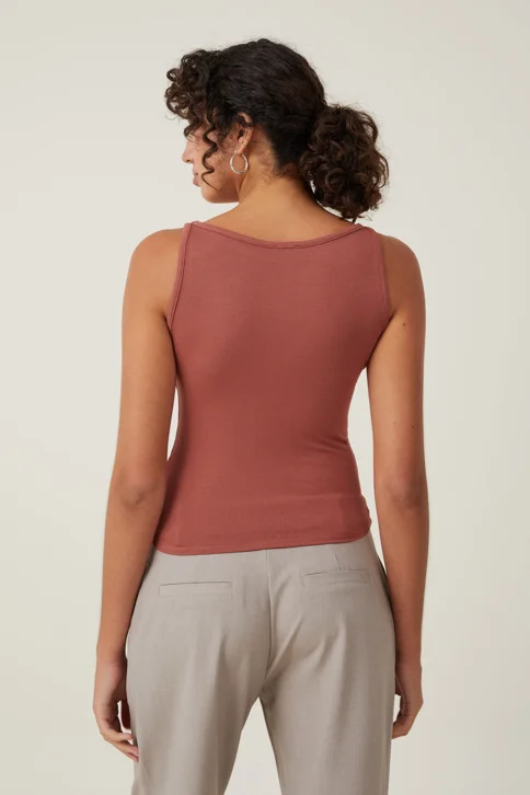 COTTON ON Áo Thun Cộc Tay Nữ-Staple Rib Boat Neck Tank