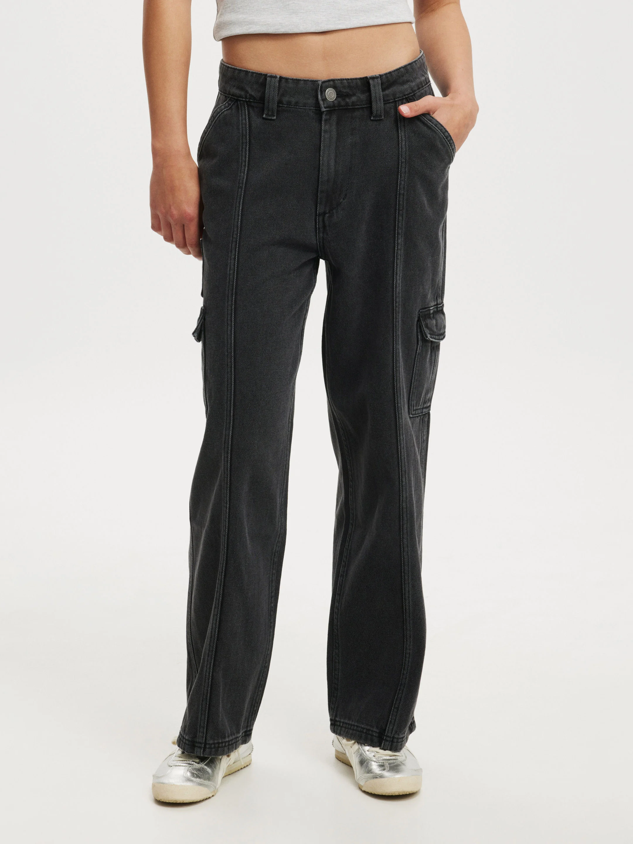 COTTON ON Quần Jeans Dài Nữ-Cargo Wide Jean Asia Fit