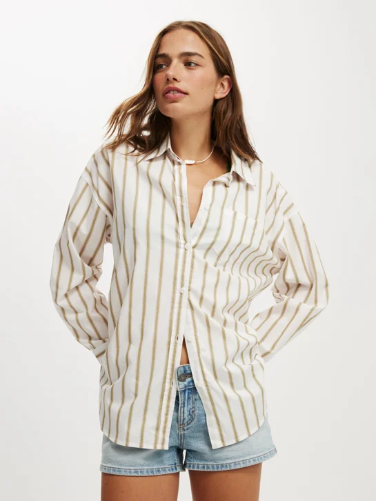 COTTON ON Áo Sơ Mi Dài Tay Nữ-Dad Shirt