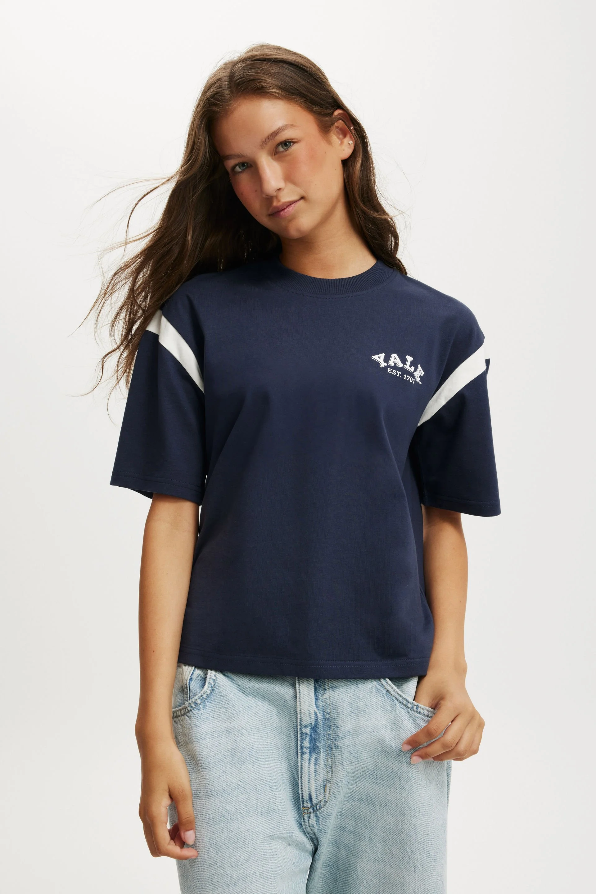 COTTON ON Áo Thun Có Họa Tiết Nữ-The Lcn Classic Spliced Tee