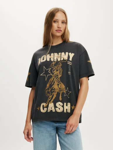 COTTON ON Áo Thun Có Họa Tiết Nữ-The Lcn Music Boxy Graphic Tee