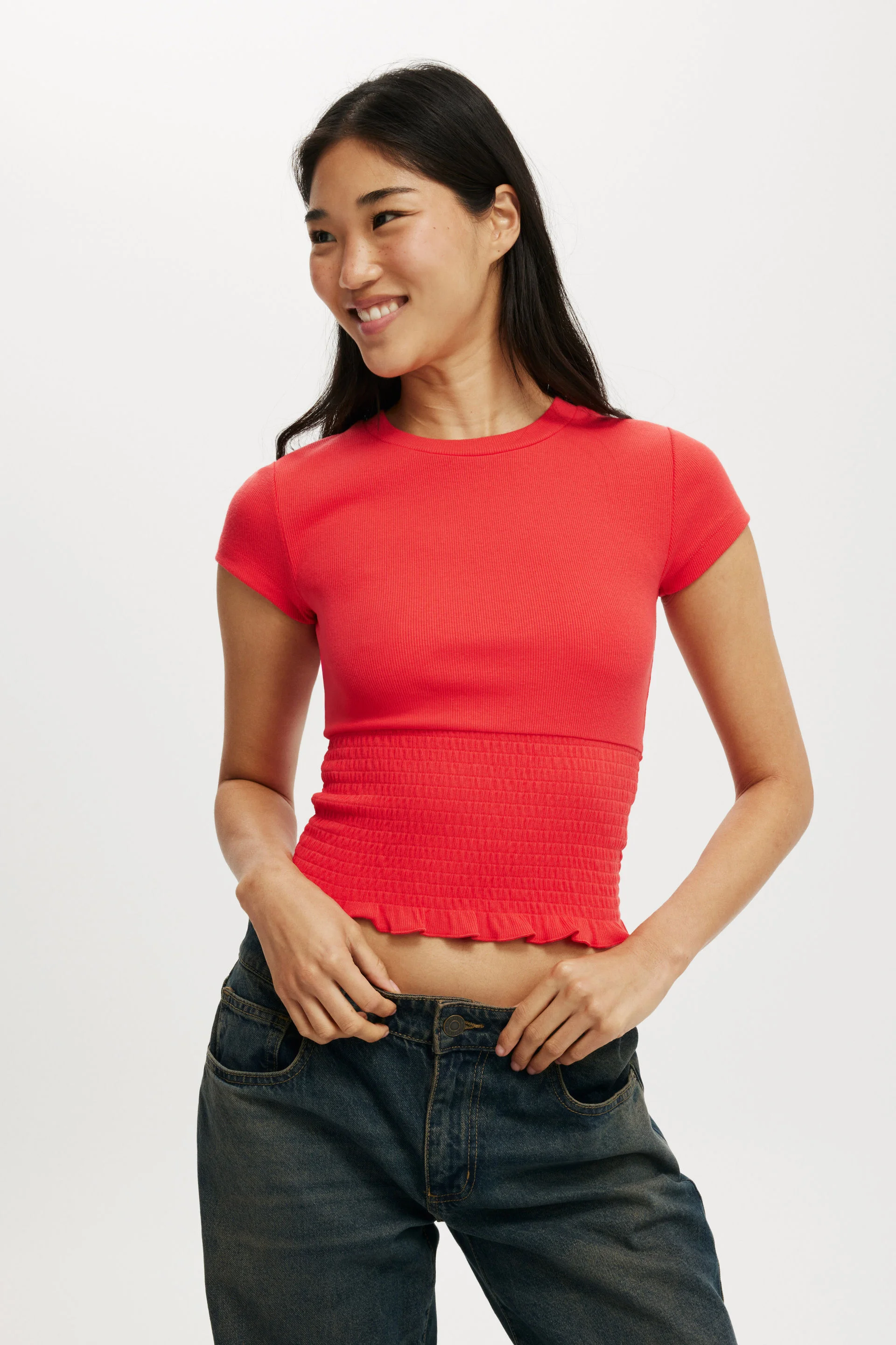 COTTON ON Áo Thun Ngắn Tay Nữ-Pia Shirred Tee