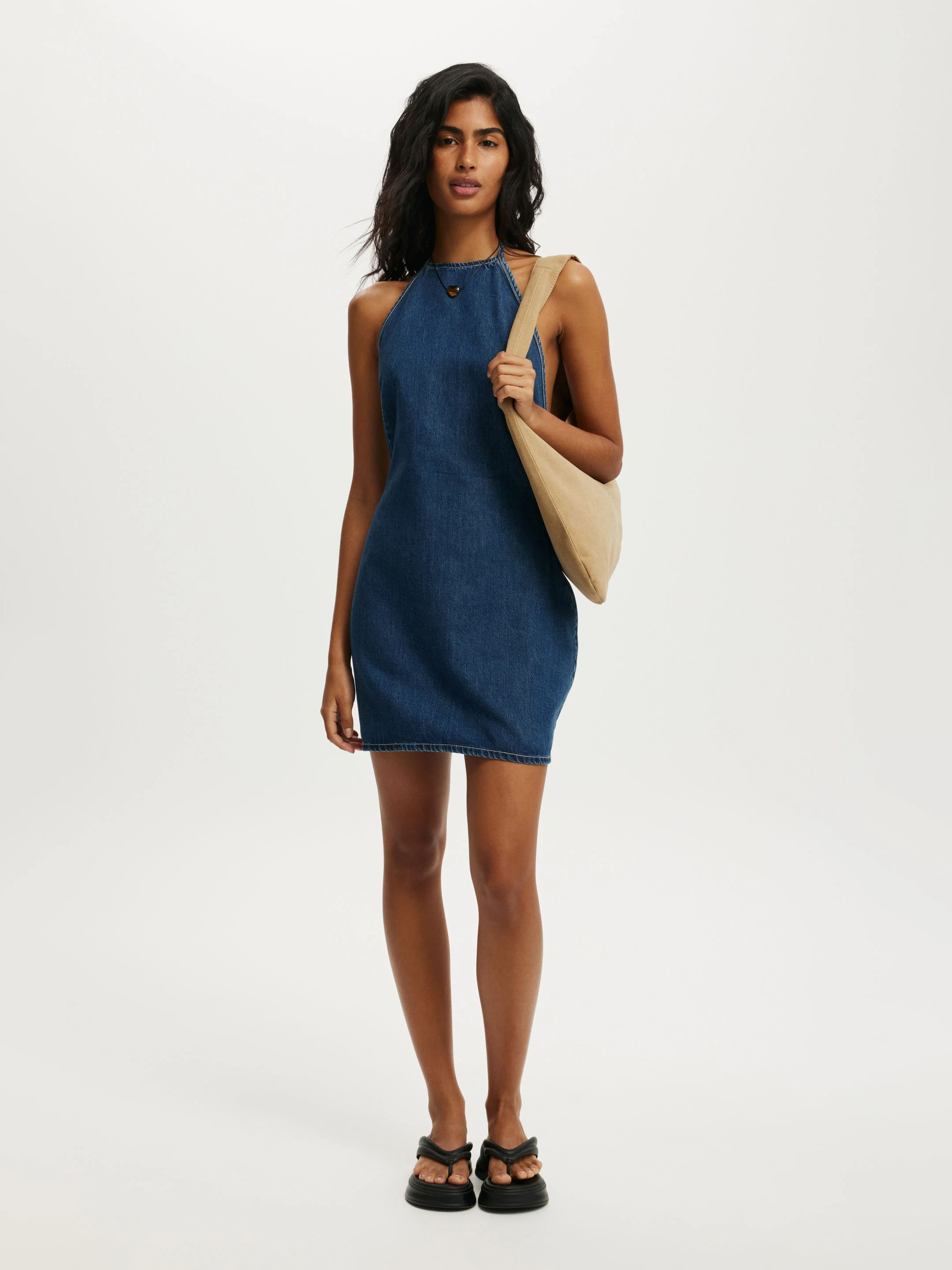COTTON ON Đầm Mini Nữ-Halter Denim Mini Dress