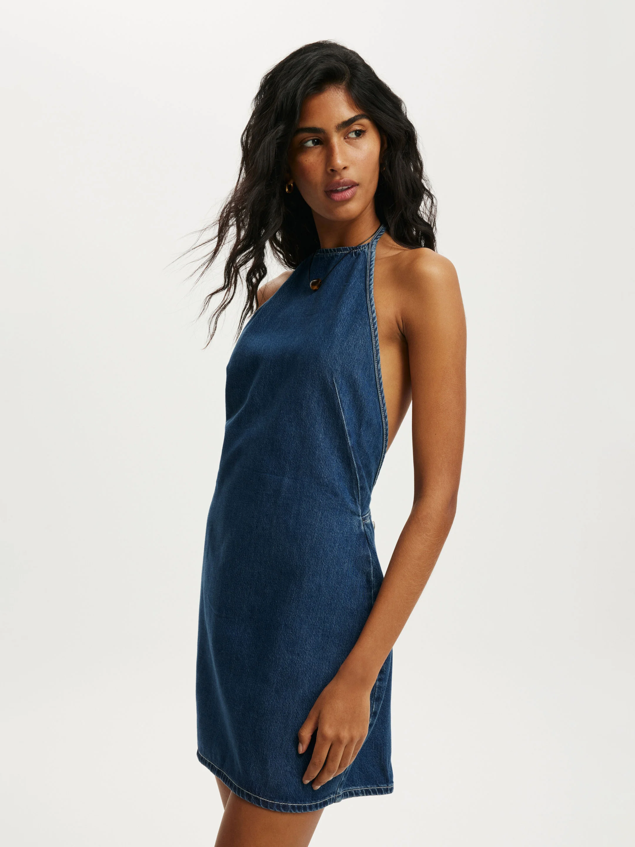 COTTON ON Đầm Mini Nữ-Halter Denim Mini Dress