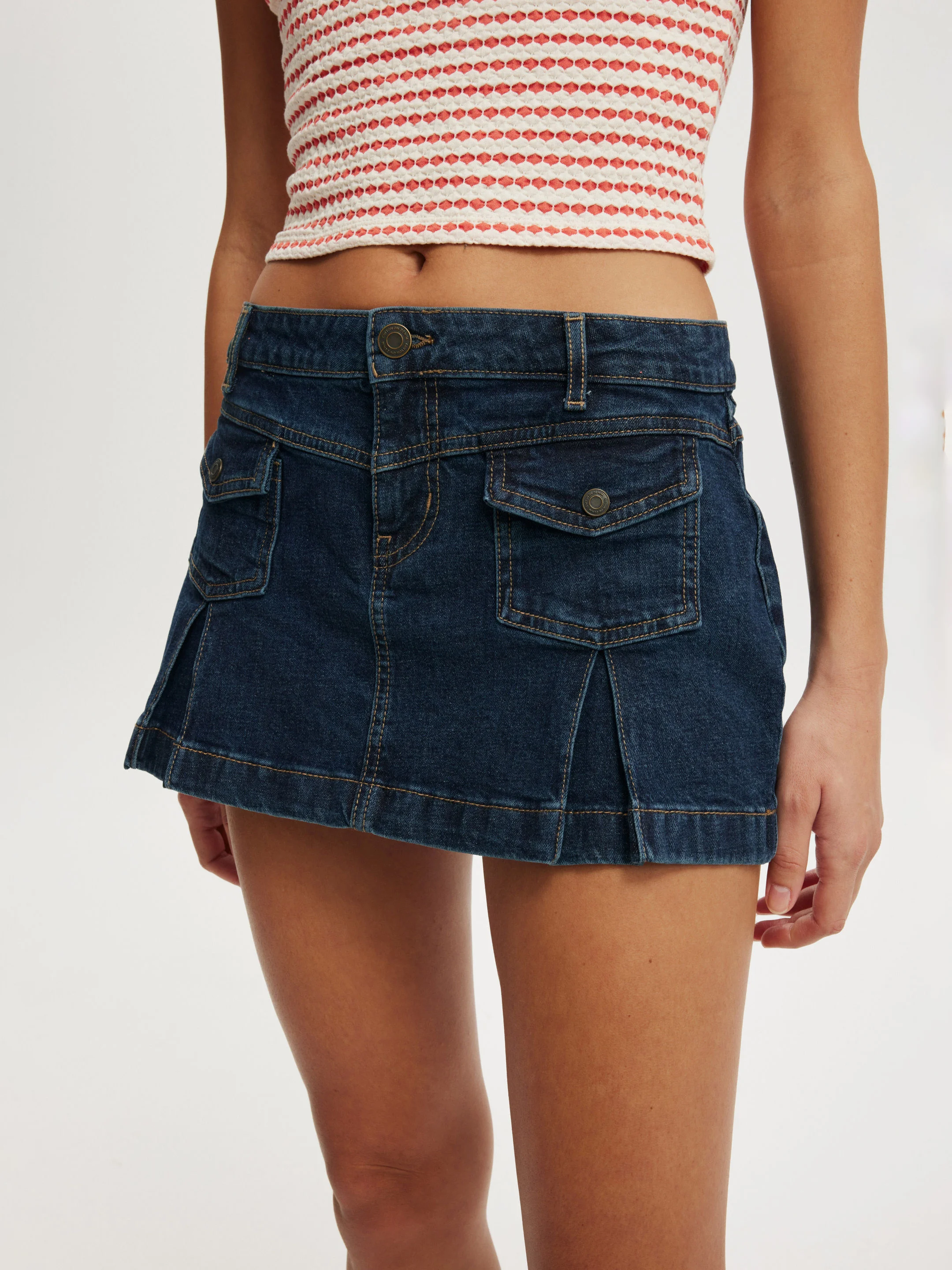 COTTON ON Váy Jean Nữ-Micro Pleat Denim Skirt