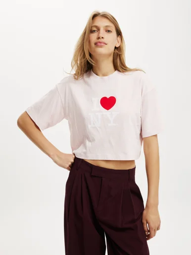 COTTON ON Áo Thun Có Họa Tiết Nữ-Lcn Cropped Boxy Graphic Tee