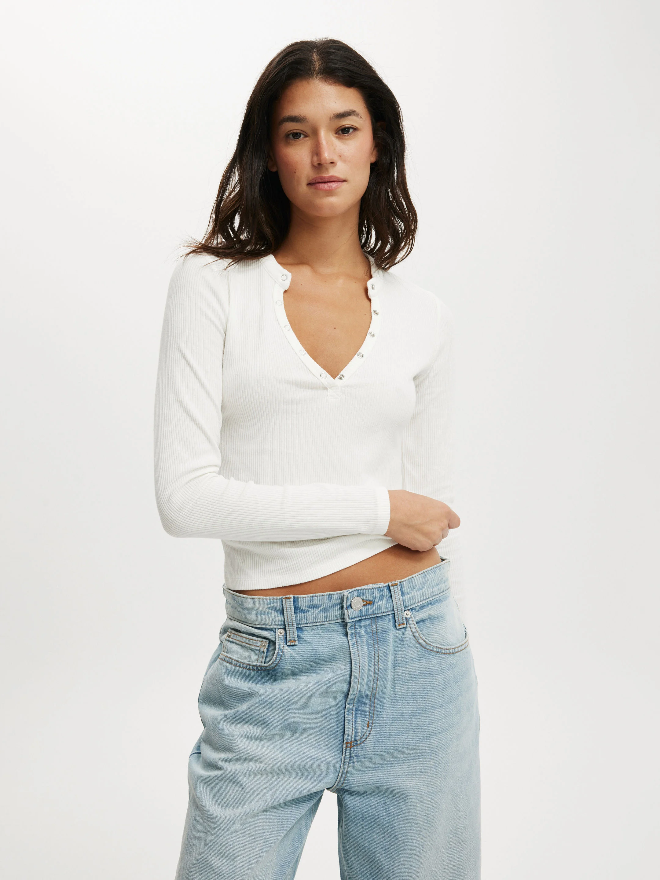 COTTON ON Áo Thun Dài Tay Nữ-Ryan Henley Long Sleeve