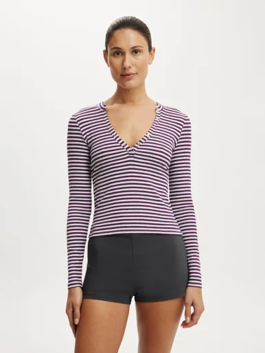 COTTON ON Áo Thun Dài Tay Nữ-Ryan Henley Long Sleeve